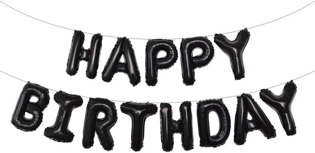 FOLIE LUFTBALLONS HAPPY Birthday Banner Kit - Schwarz, Party