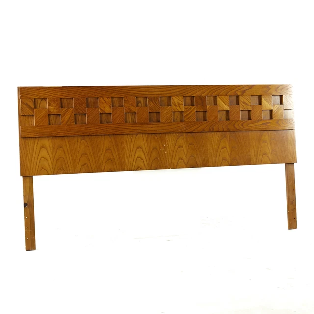 Lane Staccato Brutalist Mid Century Oak King Headboard