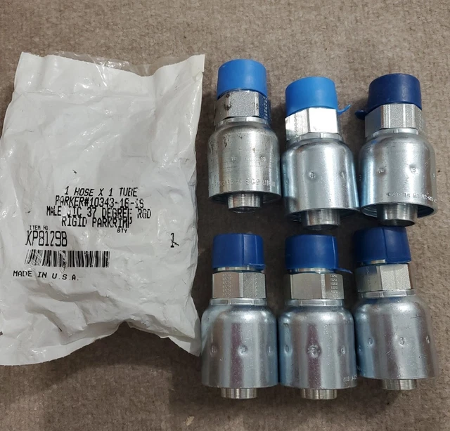 Lot Of 7 Parker Hose Fitting Hydraulic Male Jic Straight 10343-16-16 - 1"