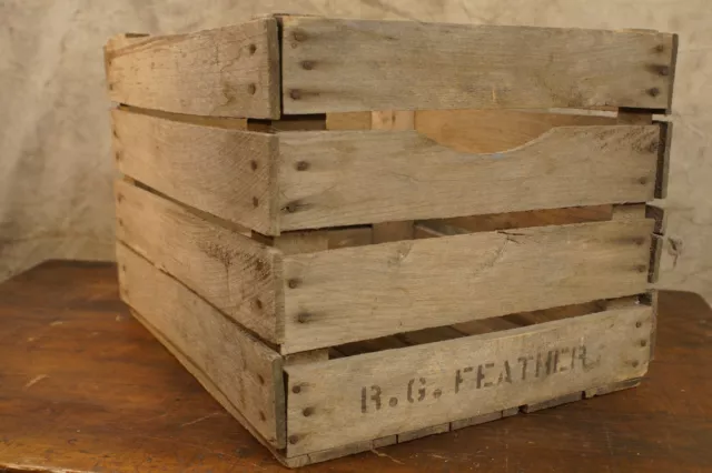 Antique Farm Produce Warehouse General Store Wooden Crate Box R.G. Feather