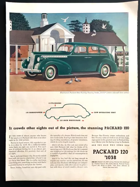 Print Ad Packard 1940 One Twenty Touring Sedan Life Mag 1940 14"x10"  Green