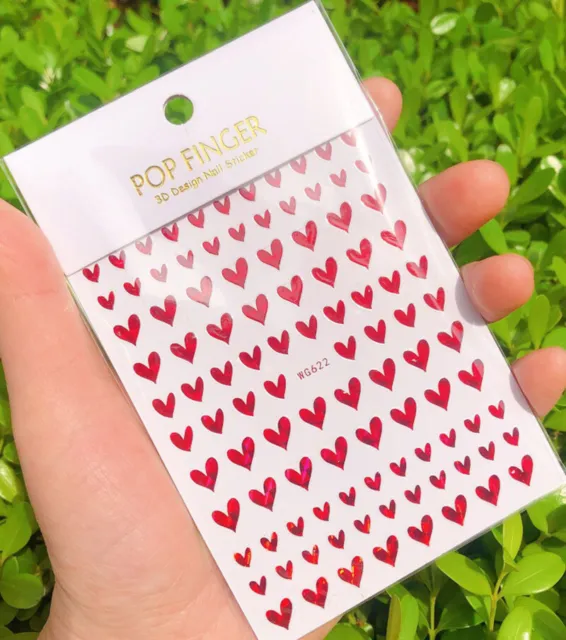 Heart Nail Decal Sticker Sweet Heart Love Valentine day Nail Stickers 7 Colors