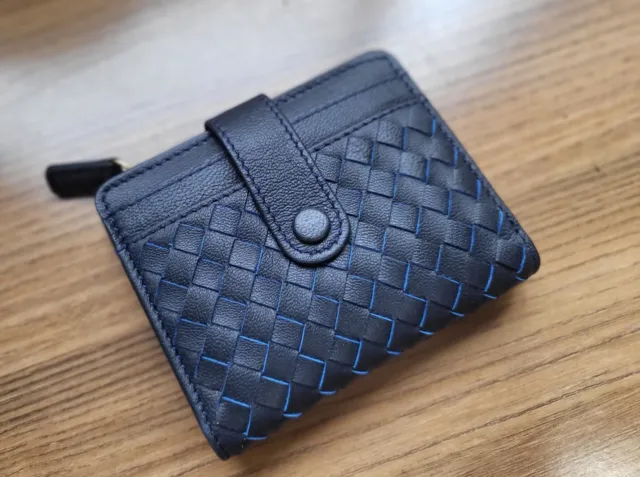 iKlim Handmade Premium Real Sheepskin Leather Bifold Snap Wallet Made To Order