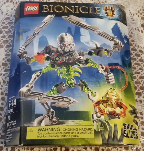 NEW 2015 Lego Bionicle #70792 SKULL SLICER+Skull Spider Mask 7" Tall Figure Read