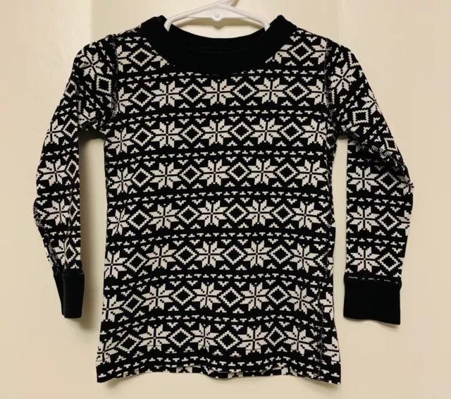 Hanna Andersson 90 cm 3 3T Pajamas long johns top Long Sleeve Black White design