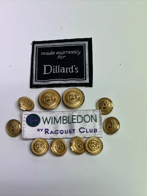 WIMBLEDON Replacement Buttons Blazer Gold Toned By Waterbury Set Of 8