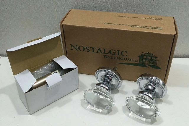 Nostalgic Warehouse round silver Plate Oval Clear Glass Door privacy Knob