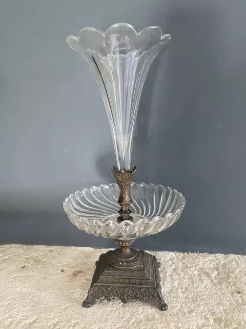 Centre de Table Ancien Coupe Ronde Vase Tulipier Cornet Cristal BACCARAT Surtout