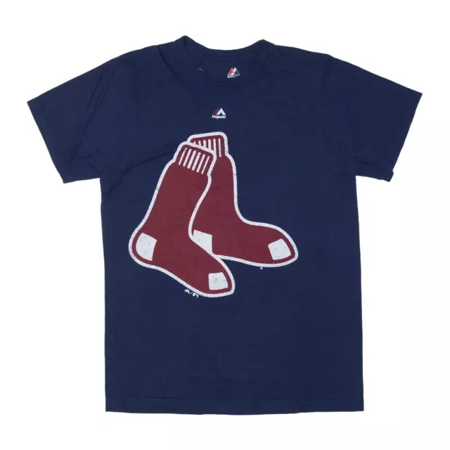 MAJESTIC Triple Peak MLB Boston Red Sox USA T-Shirt Blue Short Sleeve Mens M