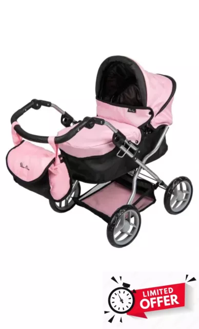 Silver Cross Dolls Ranger Pram Stroller Pushchair Buggy Girls Kids Fun Play Toy