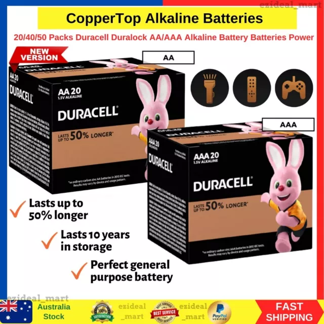 20/40/50 Packs Duracell Duralock AA/AAA Alkaline Battery Batteries Power NEW AU