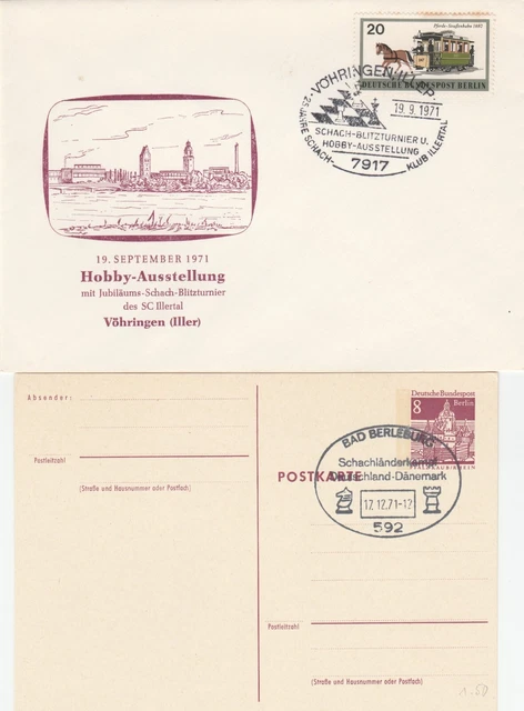 2 Sonderstempel Schach Vöhringen und Bad Berleburg 1971