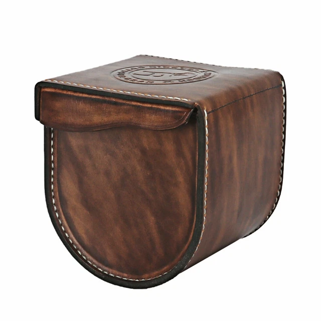 Tourbon Echtleder Fliegen Angelrolle Halter Spule Schutzhülle gefütterte Box 3