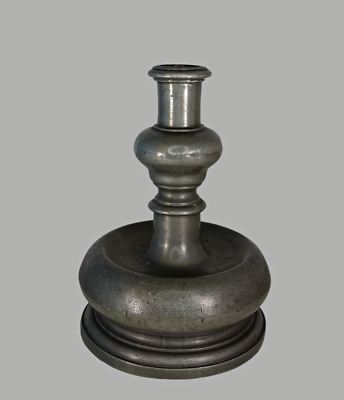 Rare 17Th C Spanish Pewter Capstan Candlestick In Old Surface Signed B.r