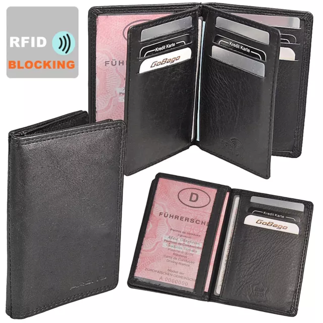 Ausweisetui Leder RFID-Schutz Ausweishülle Kreditkartenetui Führerschein schwarz