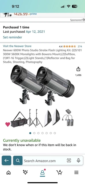 Flash de estudio del sistema de fotos profesional con luz estroboscópica NEEWER N-300W