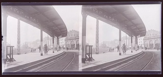FRANCE Gare à identifier Train 1932 PHOTO NEGATIVE Plaque Vintage 