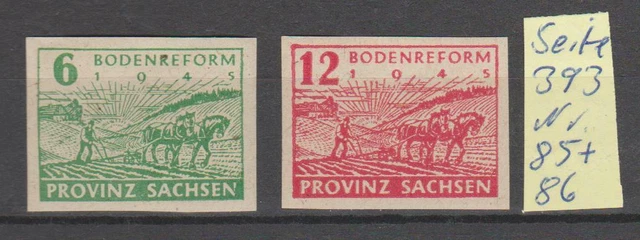 SBZ:1945 Nr:85+86 Bodenreform Sachsen postfrisch