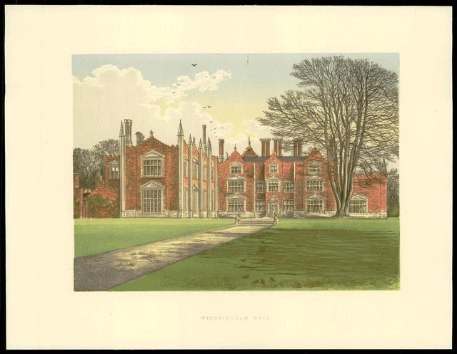1885  Antique Print - View of WITCHINGHAM HALLGreat Witchingham  Norfolk (28)