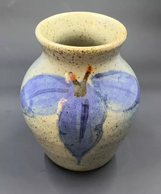 Vtg Studio Pottery Glazed Small Bud Vase Stoneware Seal Mark 4" T