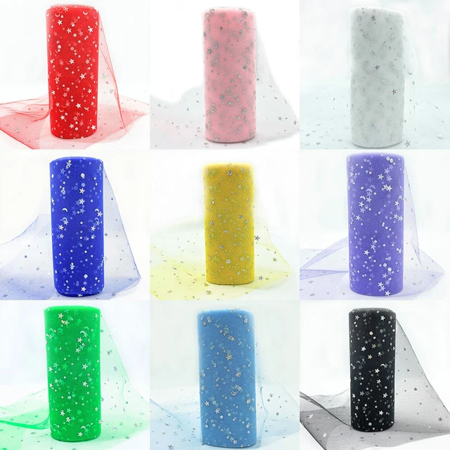 Stern-Mond-Glitzer-Tüll-Rolle, 10 Yard 15 cm Tutu Hochzeitsdeko DIY-Partyzubehör