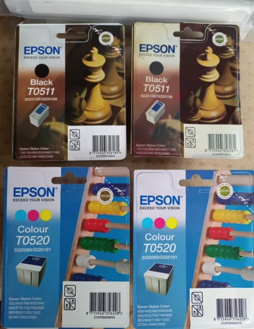 4x Original Epson T0511 x 2 + T0520 x 2 tintenpatronen - Kostenloser versand!