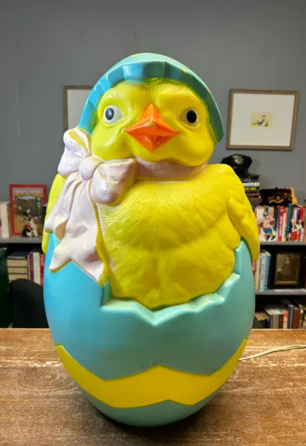 Vintage 1993 Carolina Enterprises- Easter Chick in Egg Blow Mold 22” for REPAIR