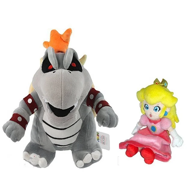 SUPER MARIO BROS. 10'' Dry Bowser And 7'' Princess Peach Stuffed Toys