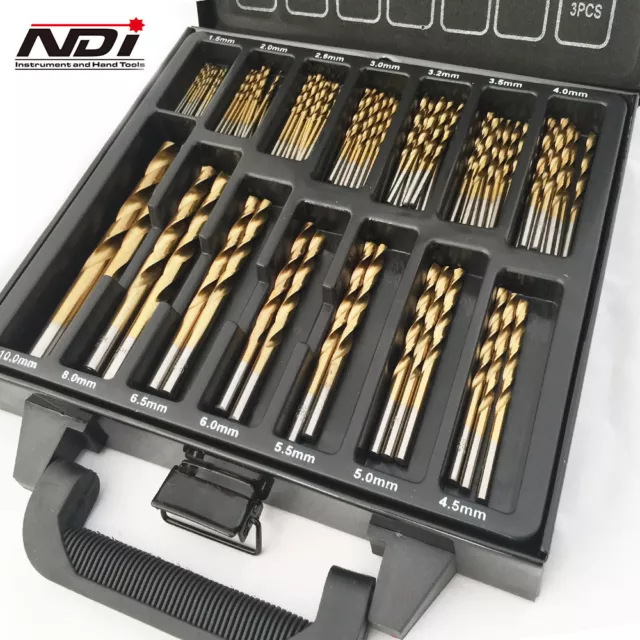 New 198Pc Metric Titanium Drill Bit Set In Metal Case Nd-1001*2