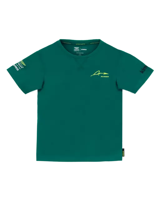 T-shirt lifestyle ufficiale fanwear Aston Martin F1 Kimoa Fernando Alonso verde