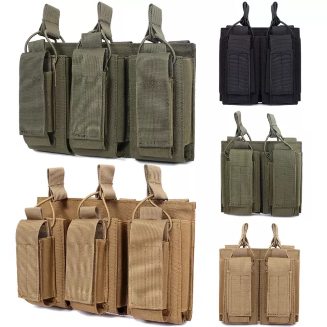 TACTICAL 9MM 5.56MM Molle Magazine Pouch Double/Triple Rifle Pistol Mag ...