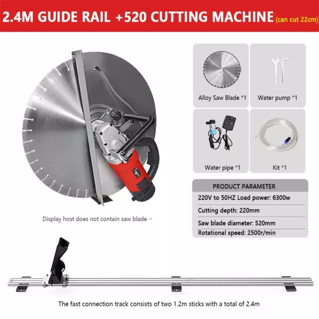 2.4m guide rail Doorway Opening Concrete Wall Cutting Machine Door Window Cut