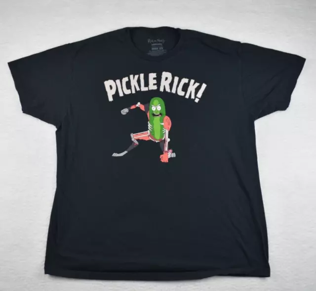 Rick And Morty Shirt Men's 2XL Black Short Sleeve Pickle Rick Graphic Crew Neck