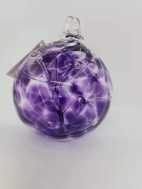 NWT Pairpoint Hand Blown Glass Witch Ball in Purple - Large 5"