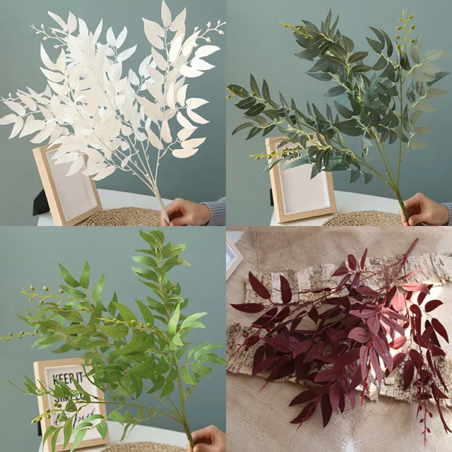 Large Artificial Flower Willow Leaves Bouquet Plant Branch Decor DIY Party Home