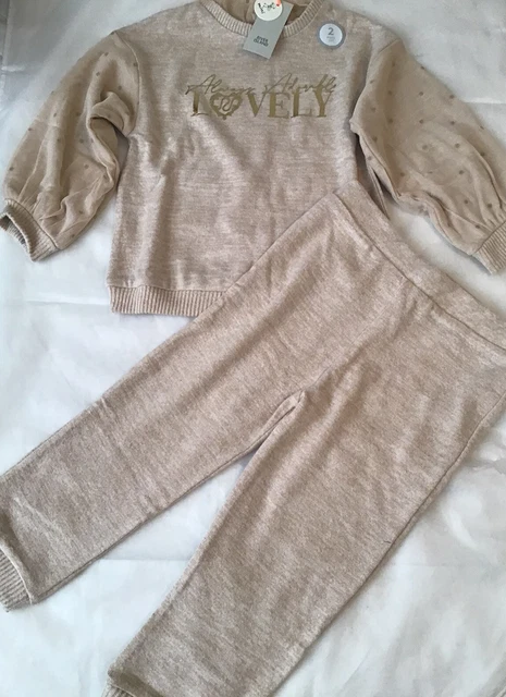 River island mini girls aged 4-5 years beige organza frilly cosy set BNWT