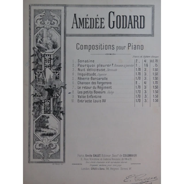 GODARD Amédée Les Petits Boxeurs Piano ca1900