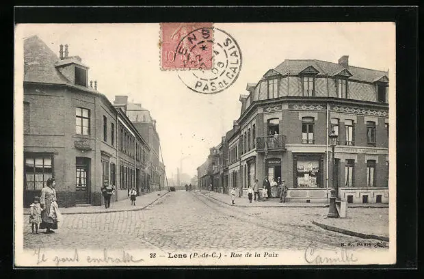 CPA Lens, Rue de la Paix 1908