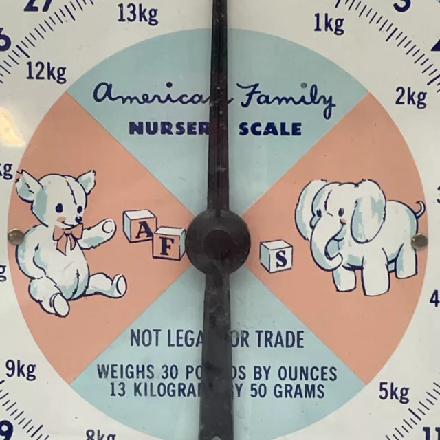 American Family Nursery Scale Baby Scale 30 Lb White Elephant Bear White Vintage