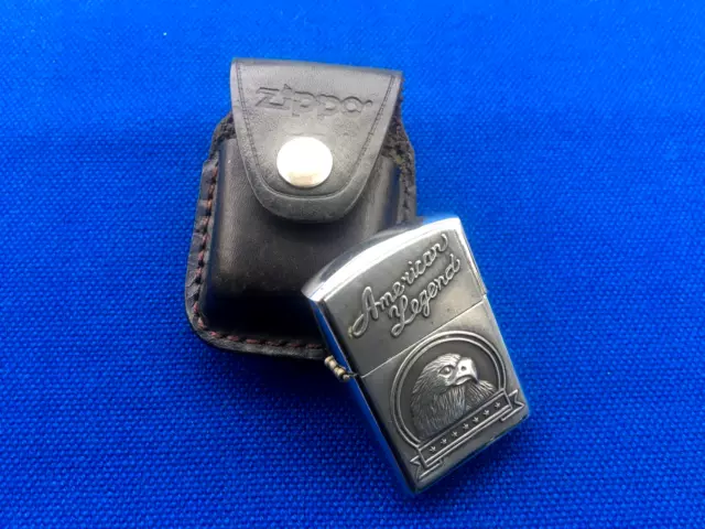 VINTAGE lighter Zippo Benzinova Eagle USA Leather Case