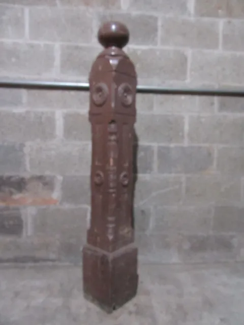 ~ Antique Carved Walnut Newel Post 55 Tall With Finial ~ Architectural Salvage ~