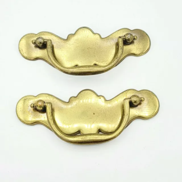 Vintage Brass Drawer Pulls PAIR Salvage Hardware 4 5/8" x 1 5/8" (3")
