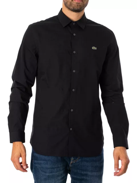 Lacoste Pour des hommes Chemise ajustée à logo, Noir