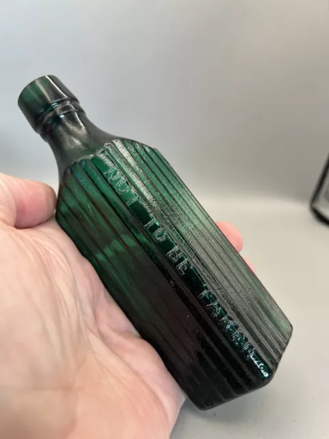 Unusually Shaped Victorian Patent Poison Bottle Varient Not To Be Taken