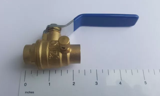 10 Pieces 1/2" Sweat Ball Valve With Drain And Cap, Lead Free Brass, 600 Wog