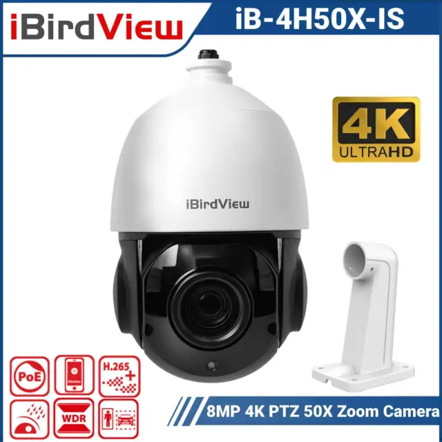 Hikvision Compatible IP PTZ Camera 8MP 50X Zoom Dome POE IR 80m Auto Tracking