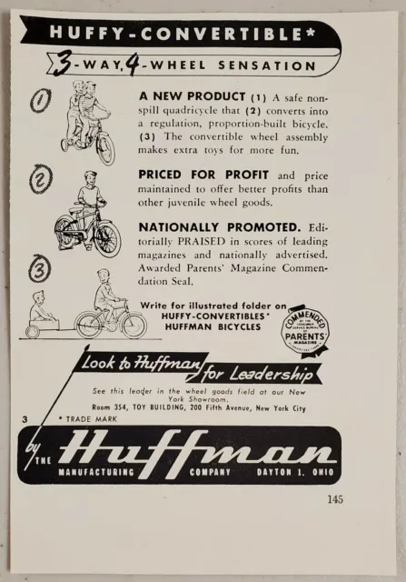 1951 Print Ad Huffy Convertibles & Huffman Bicycles Made in Dayton,Ohio