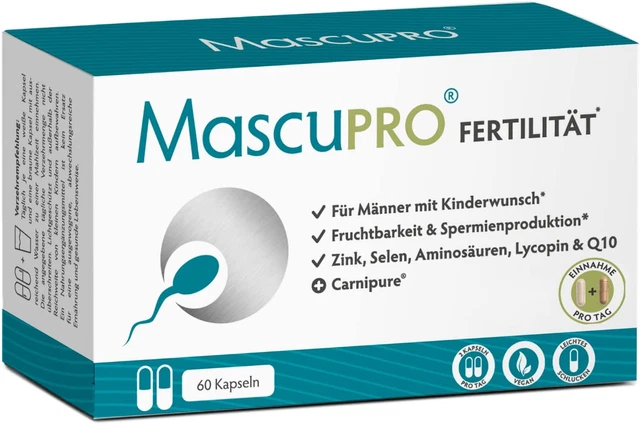 Mascupro® fertilidad hombre | vegano | fertilidad + producción de esperma | 60 cápsulas