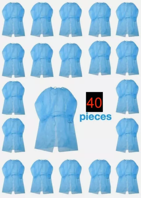 PPE Disposable Fluid Resistant Isolation Gowns 40pc Protective Medical dental