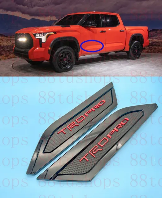 Side Body Molding Trim For 2022-2024 Toyota Tundra TRD PRO RED Black Chrome